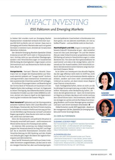 Impact Investing: ESG Faktoren und Emerging Markets - B&ouml;rse Social Magazine #07