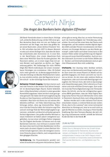 Growth Ninja - Die Angst des Bankers beim digitalen Elfmeter - B&ouml;rse Social Magazine #09