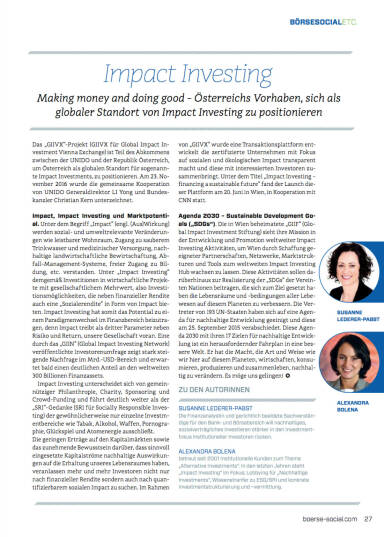 Impact Investing: Making money and doing good - Börse Social Magazine #06