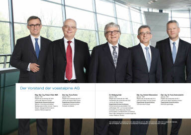 Der Vorstand der voestalpine AG: Robert Ottel, Franz Rotter, Wolfgang Eder, Herbert Eibensteiner, Franz Kainersdorfer
