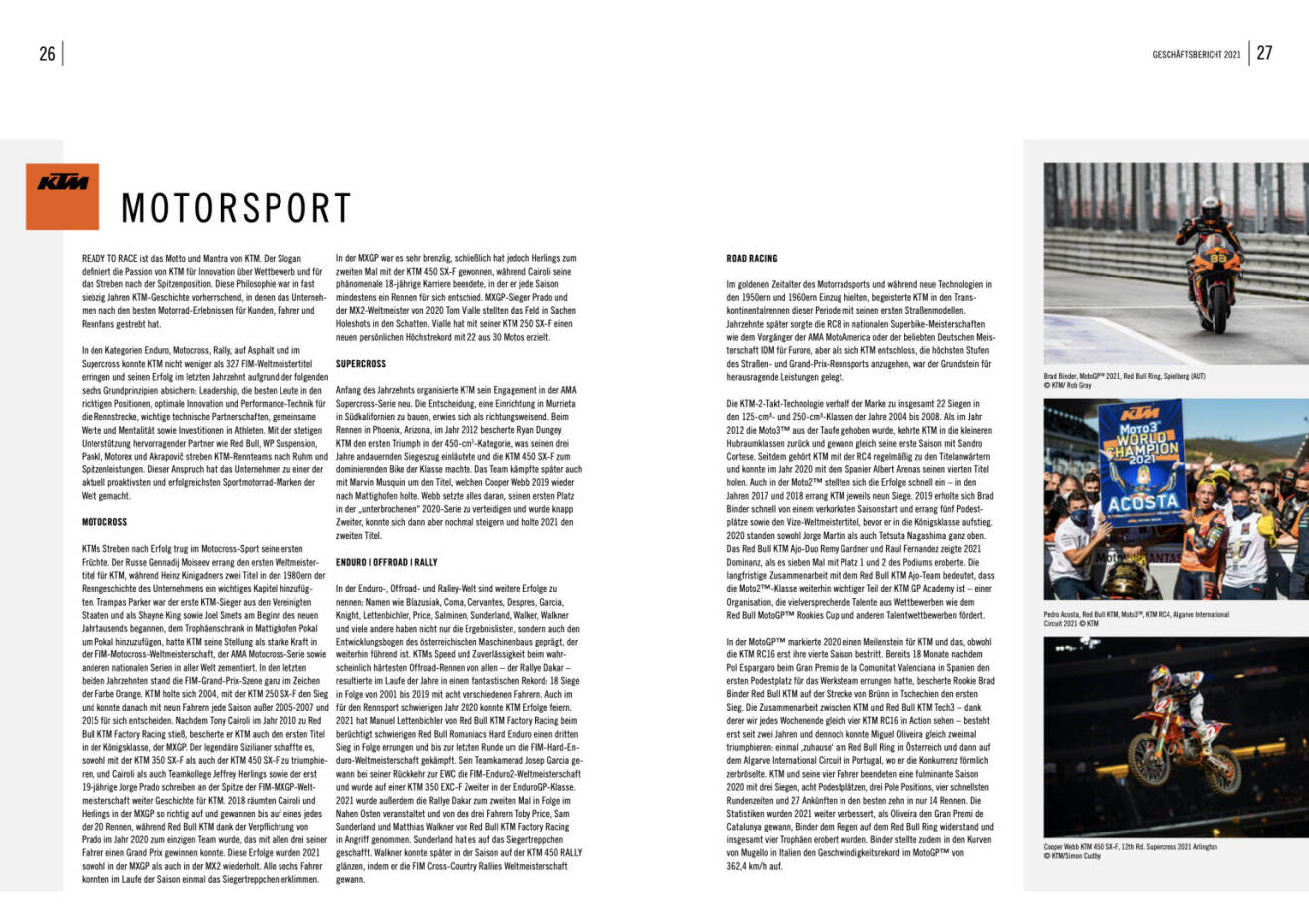 Doppelseite Pierer Mobility Geschäftsbericht 2021